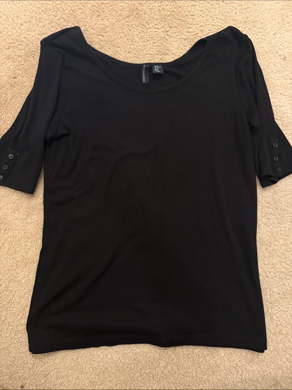 Cynthia Rowley Black Scoop Neck Short-Sleeve Top